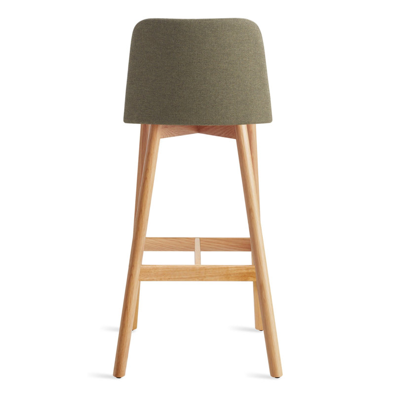 Chip Stool, White Oak, Bar Stool (31" Seat Height), Toohey Olive Plainweave