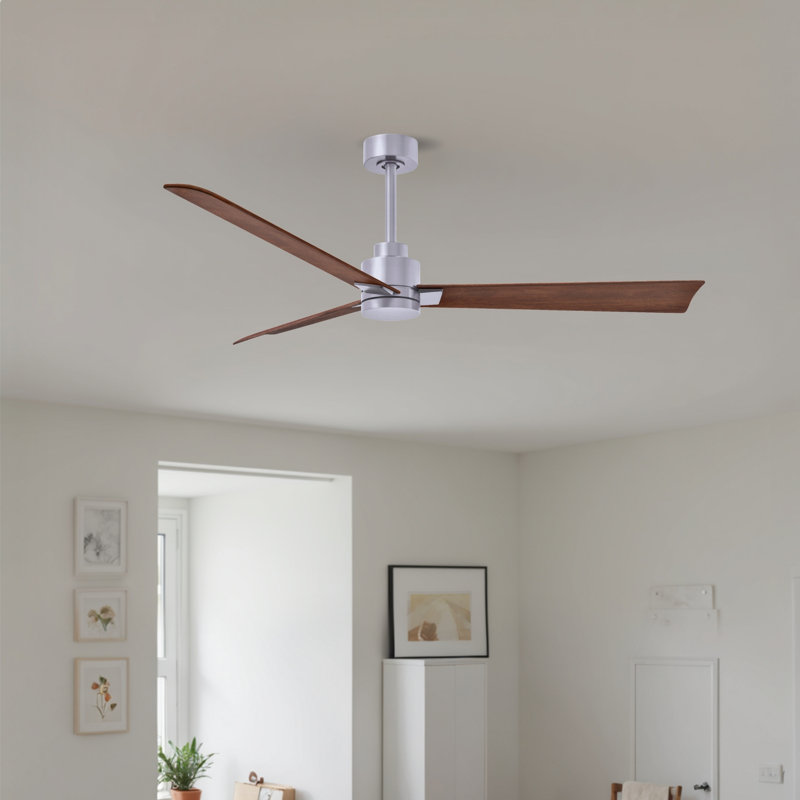 Ventilateur de plafond Alessandra, Noyer, Nickel brossé