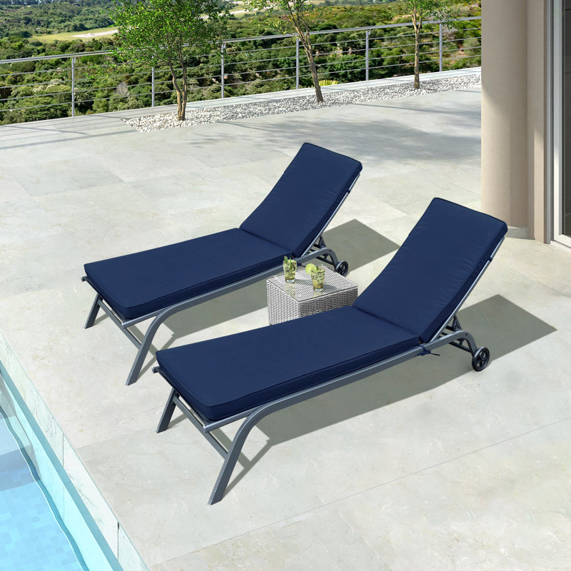 Ensemble de 2 coussins de chaise longue pour l'extérieur, Marine