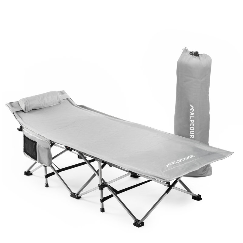 Lit de camping pliant Alpcour XL - structure en acier, polyester, capacité de 500 lb