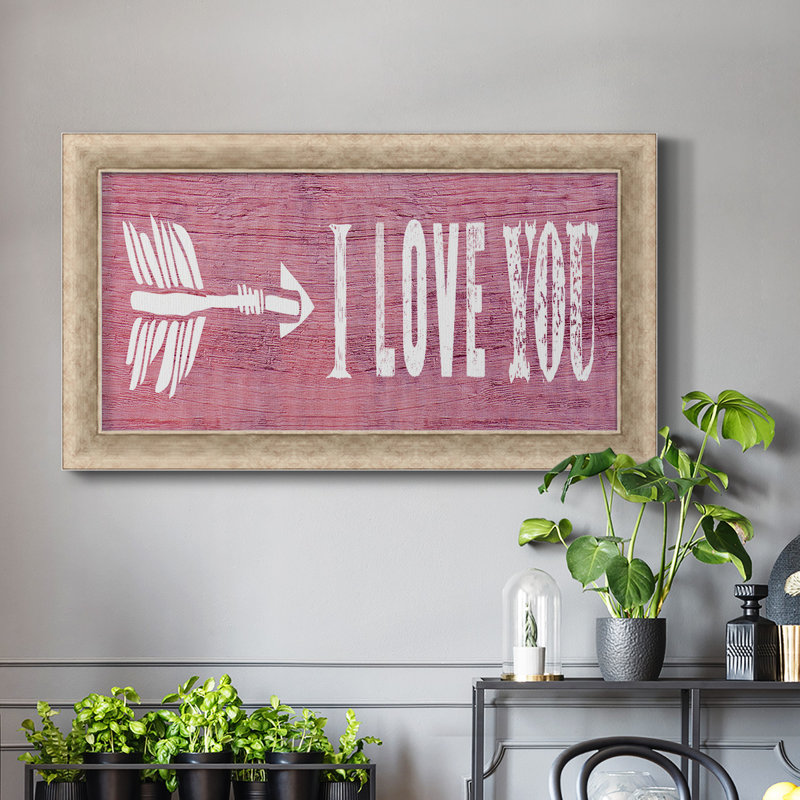 «I Love You», toile encadrée de qualité supérieure - prête à être accrochée, H 21 po x l 37 po x P 1,25 po