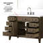 Meuble-lavabo simple en chêne gris 48 po Large avec comptoir en quartz blanc, robinet et miroir de 46 po, robinet de salle de bain scellé pour l'esthétique, miroir poli à la main-976907886
