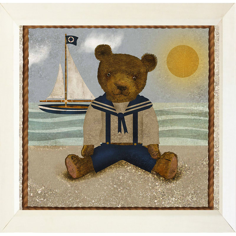 "Caenas Beach Teddy Bear", art encadré, H 8 po x l 8 po