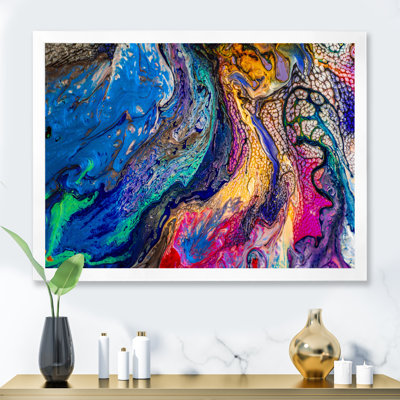 Rouge rouge bleu et jaune marbre - peinture sur toile