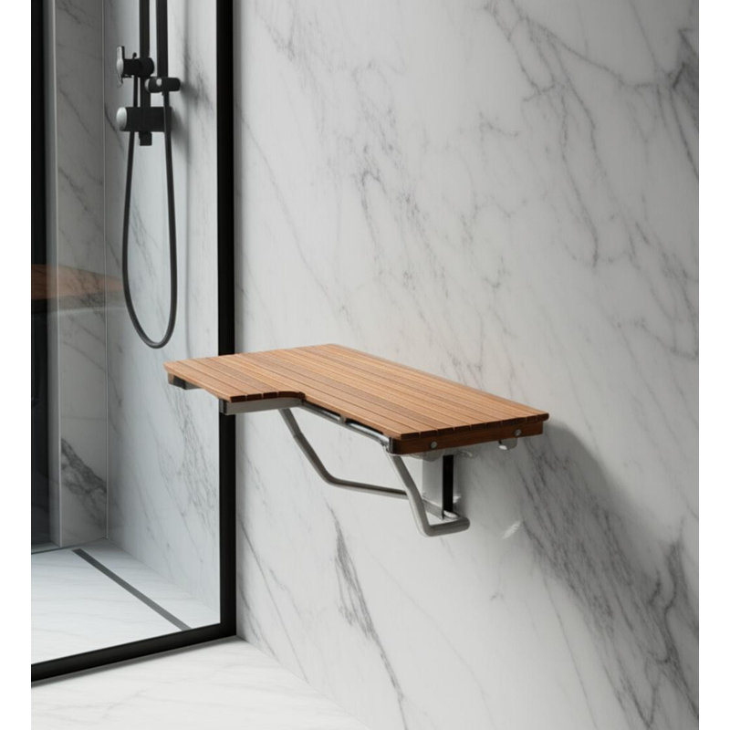 Banc de douche rectangulaire en teck brun 14 po x 30 po