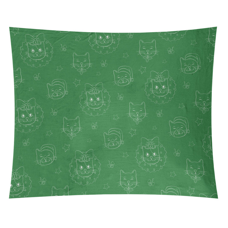 Tapisserie de noël de noël en polyester fêtes, H 27,5 po x l 37,5 po, Vert / blanc