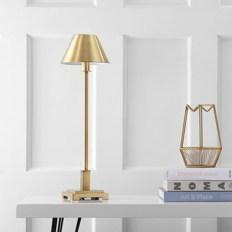 Moore Metal Buffet Lamp, Brushed Brass Gold