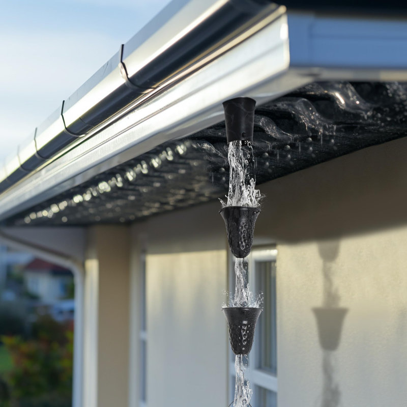 8.5 Feet Metal Rain Chain for Gutters, Bell-Shaped Rain Chain