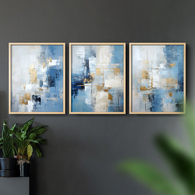 Abstract  Series  CLXXVI  -Set Of 3 Framed Giclee Prints -Ready to Hang