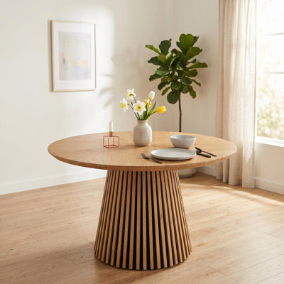 Table de salle à manger ronde moderne 47 "avec piédestal à lattes