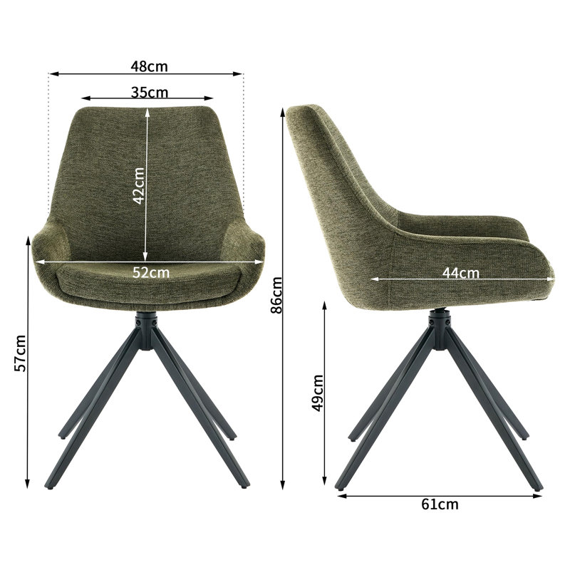 Gennadiy 124.46cm H Metal Side Chair, Green