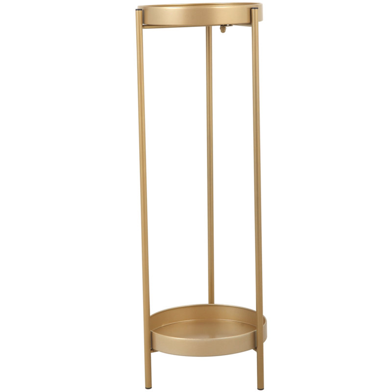 Support à plante moderne en métal à 2 niveaux avec 2 plateaux ronds pour l'intérieur et l'extérieur