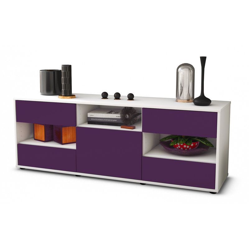 Yarger Unfinished TV Stand for TVs up to 60, Purple / Matte White