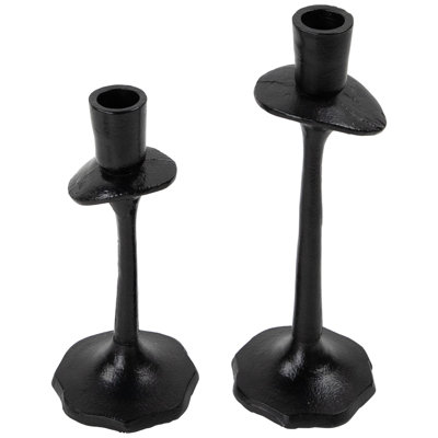 Taper Candle Holders With Scalloped Base - 9.5" - Set Of 2