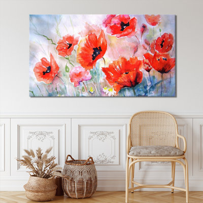 Soft Red Poppies - Wrapped Canvas Art Prints