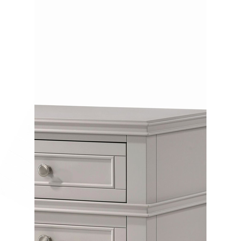 Table de chevet 3 tiroirs avec USB, 26.75" H x 17" W x 22" D, Gris