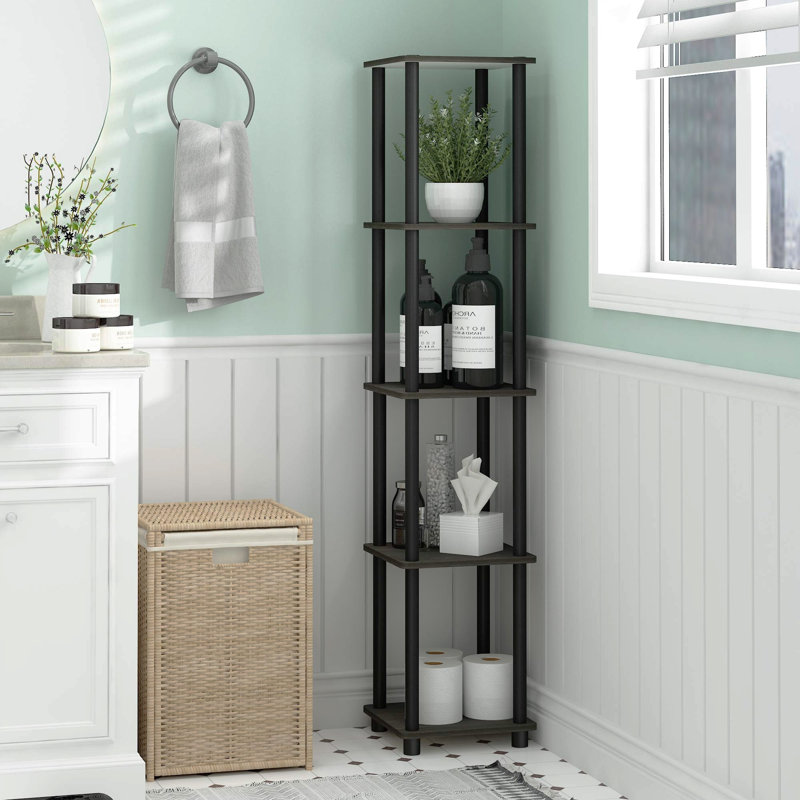 Cearfoss 146.3cm H x 29.5cm W Engineered Wood Corner Bookcase, Espresso/Black