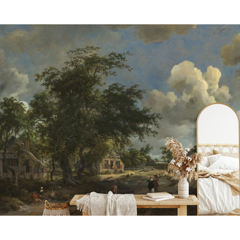 Papier peint paysage champêtre Country Cottage, L 140 po x L 108 po