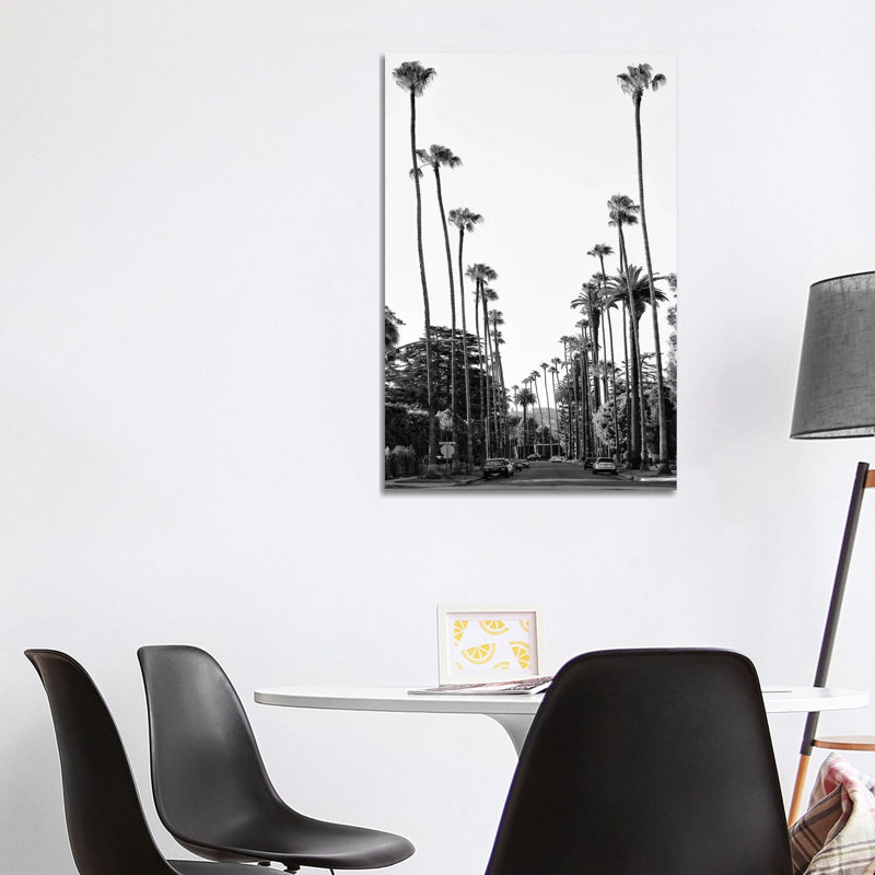 Black California Series - Palm Tree-Lined Street In Beverly Hills - Wrapped Canvas Print, 101.6 cm H x 66.04 cm W x 1.91 cm D