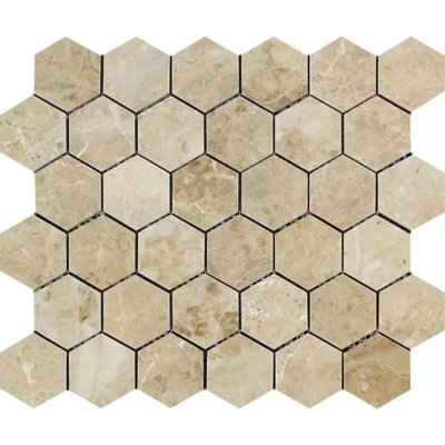 Cappuccino Marble 2X2 Hexagon Polished Mosaic Tile