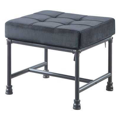 Rectangle Tufted Upholstered Fabric+Metal Ottoman