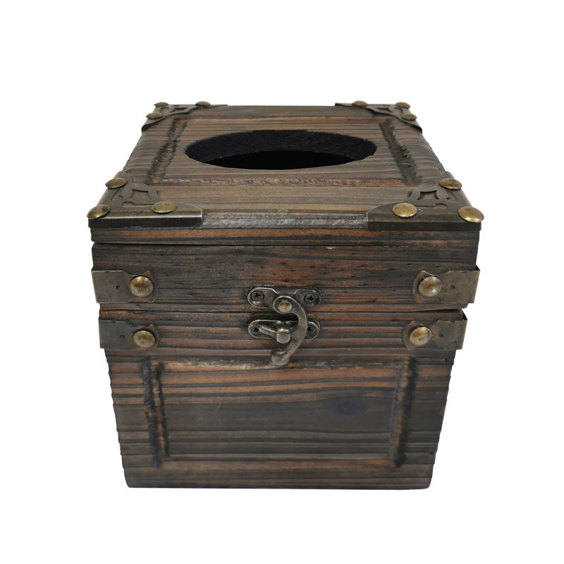 Boîte à mouchoirs carrée en bois massif