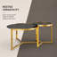 Ensemble de tables basses gigognes avec structure en métal doré, table basse ronde en verre trempé, table centrale moderne et glamour pour salon, 79,6 cm (31,34 po)