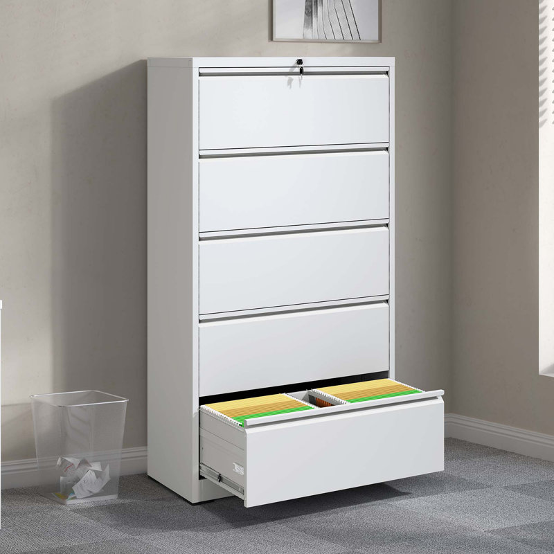 5 Drawer Metal Lateral File Cabinet, Filing Cabinet With Lock, Lockable File Cabinet, Locking Metal File Cabinet For Legal/Letter/A4/F4 Size