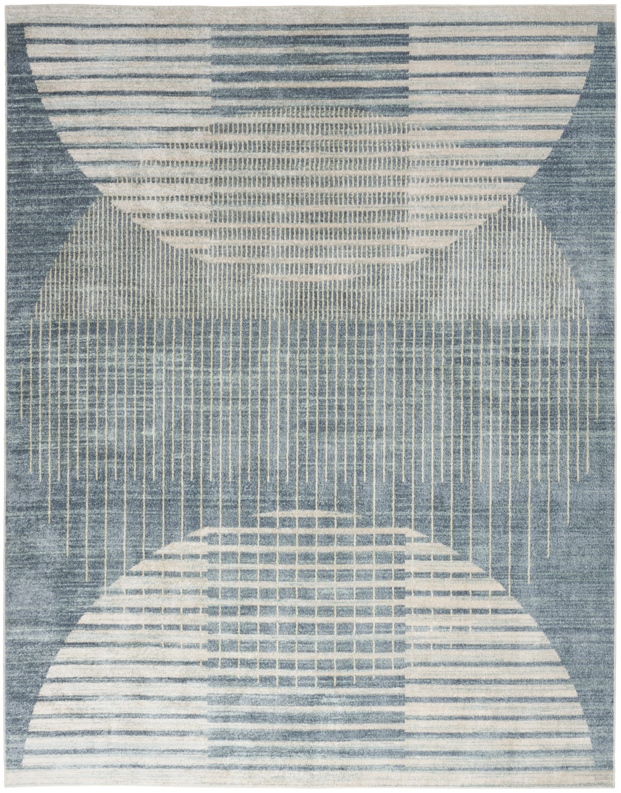 George Oliver Jeffs Machine Washable Blue Mid-Century Modern Indoor Rug
