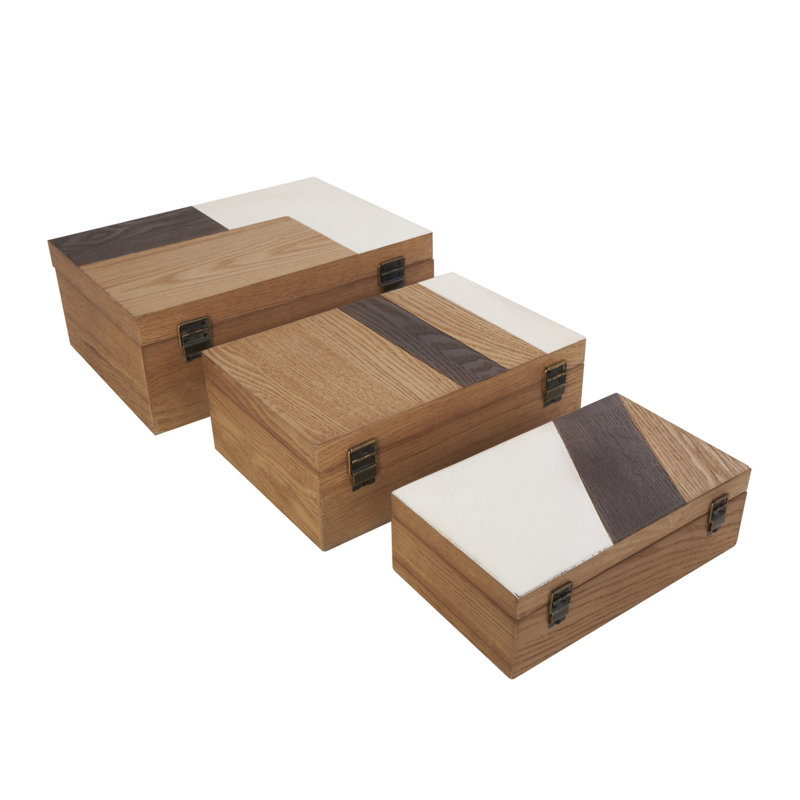 Ensemble de 3 boîtes décoratives en bois Ashira