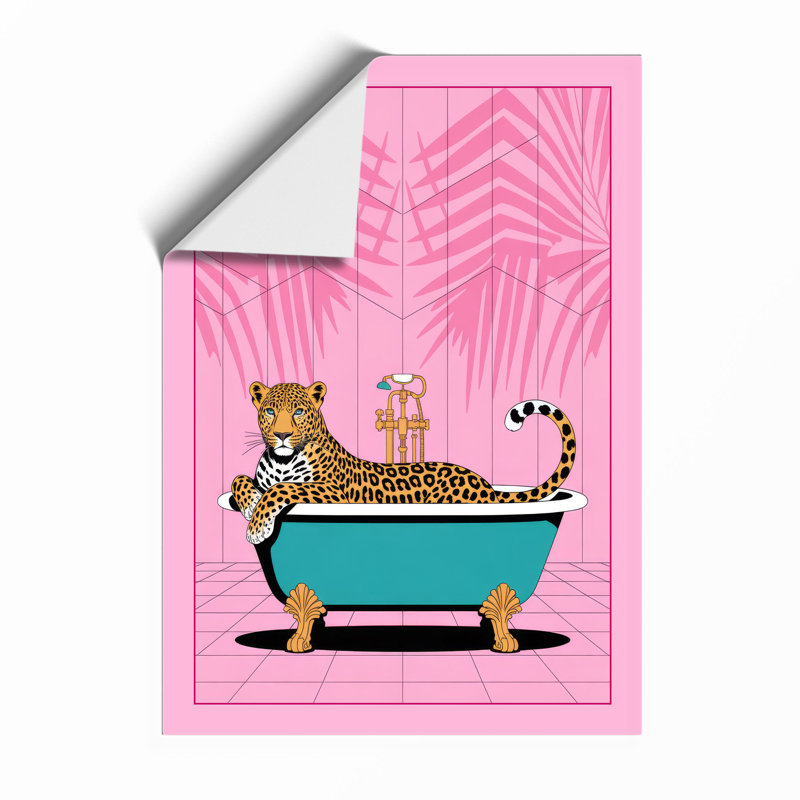 Lounging Leopard Pop Art - Framed Print, A1 - 84.1 x 59.4 cm, Unframed