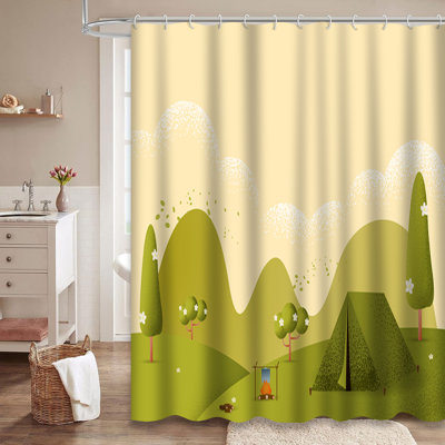 Pop Art Ufo Light Retro Space Futuristic Rocket Ship Light Sky Shower Curtain with 12 Hooks