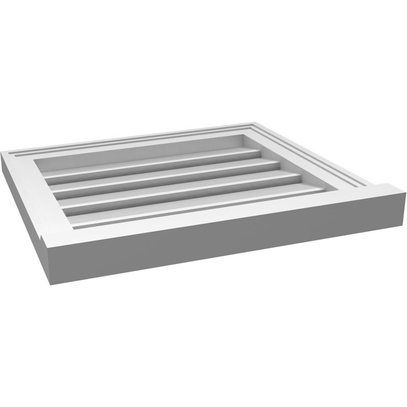 Évent à pignon fonctionnel en uréthane rectangulaire à fixation en surface, brun clair apprêté, H 18 po x l 20 po x P 2 po