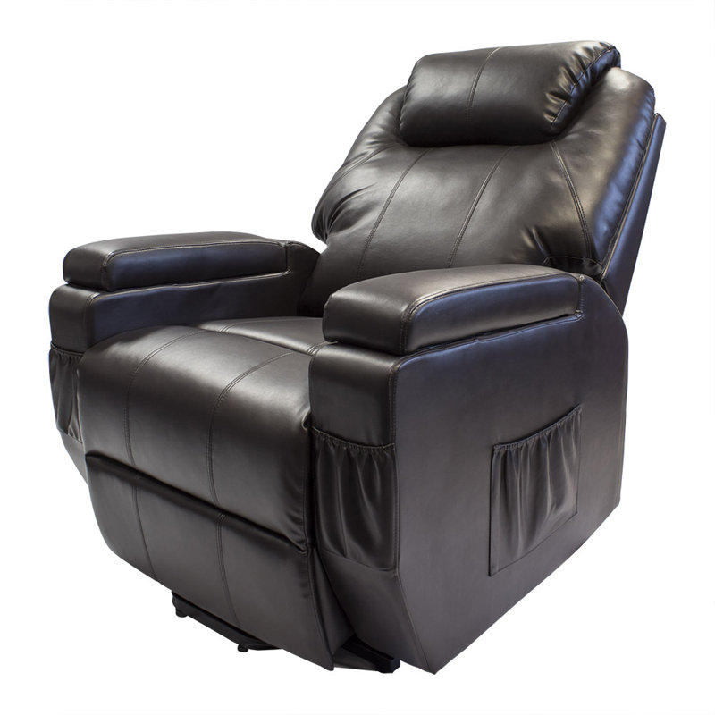 90cm Wide Lift Assist Standard Recliner, Brown Faux Leather