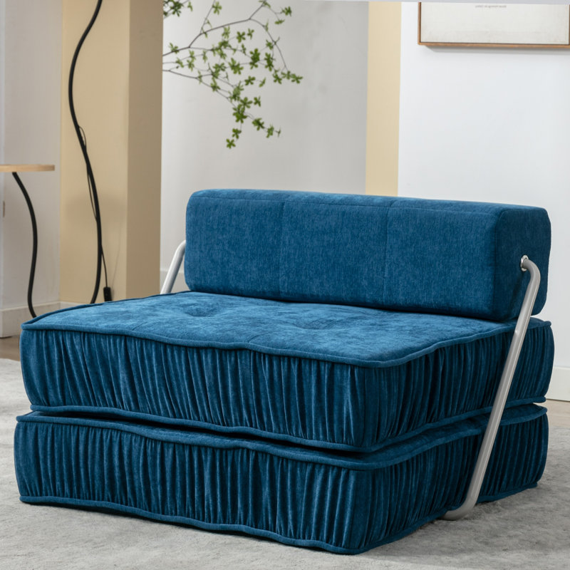 Demariana Modular Sectional: Chic Chenille Sofa With Removable Back Cushion, Single Seat, Blue