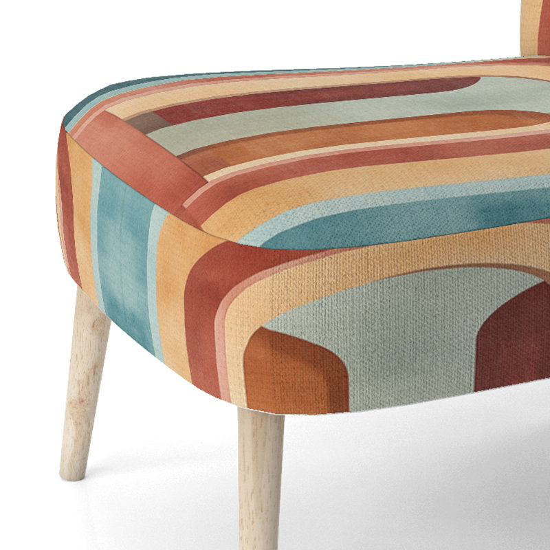 Chaise rembourrée à motif géométrique abstrait, Chaise d'appoint sans accoudoirs