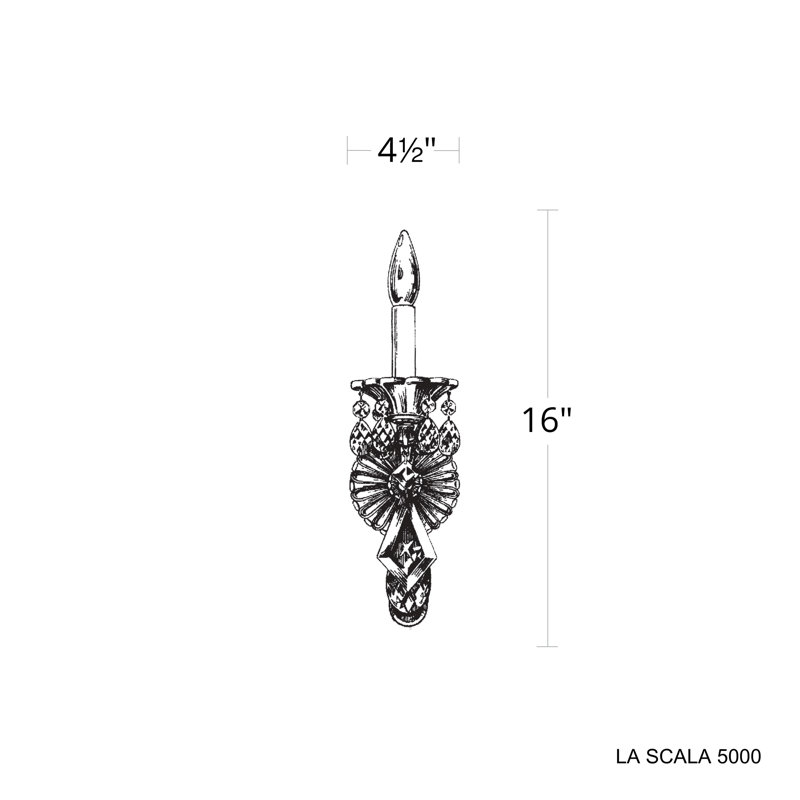 La Scala 1 - Light Candle Wall Light, Etruscan Gold, Handcut Clear