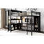 Lit mezzanine en métal avec garde-robe efficace et agencement de bureau, grand, noir pour les adolescents, taille et-121105261