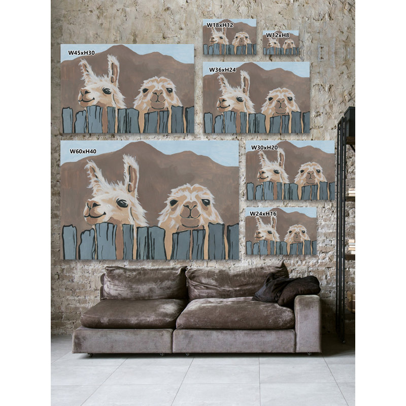 Peekaboo Llamas - reproduction sur toile, H 40 po x l 60 po
