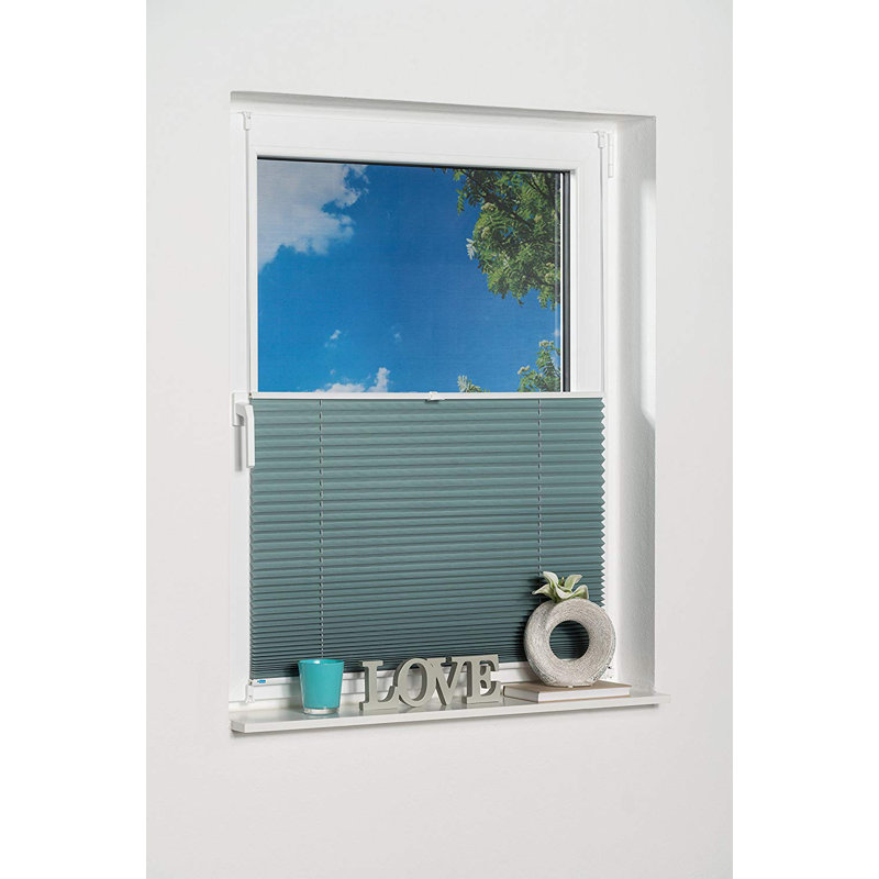 Cordless Room Darkening Pleated Shade, 90 W x 130 L cm, Petrol