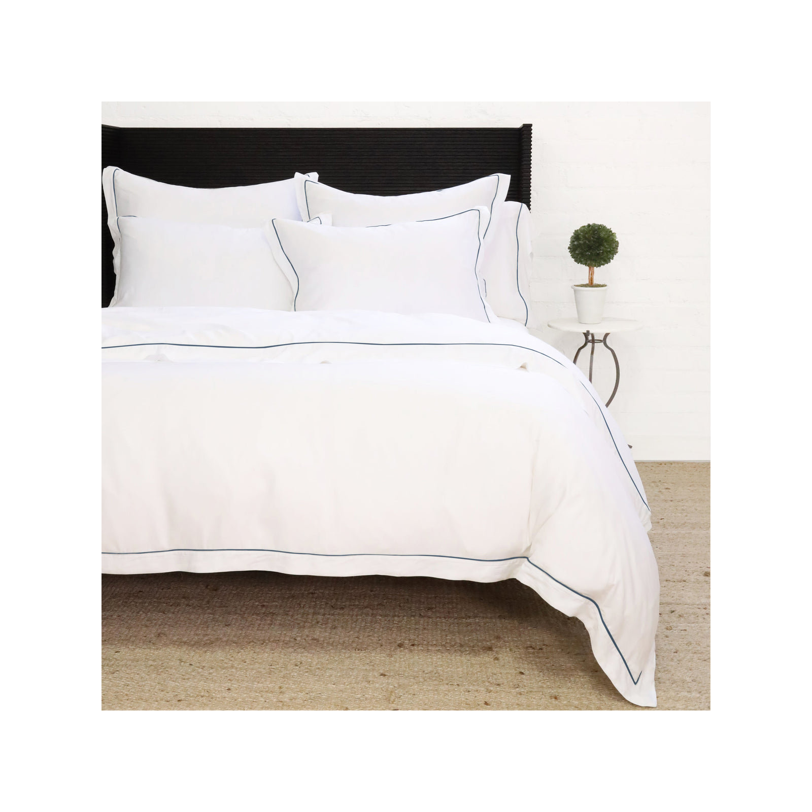 Sheena Rayon From Bamboo Sham Set, White/Navy