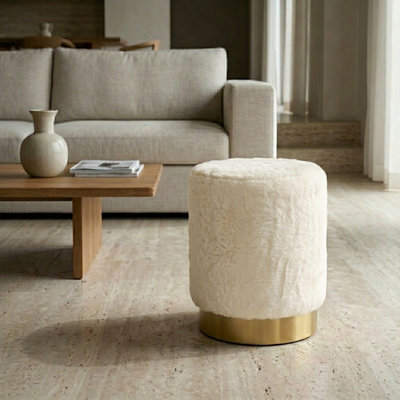 Alanni 14'' Wide Velvet Round Standard Ottoman