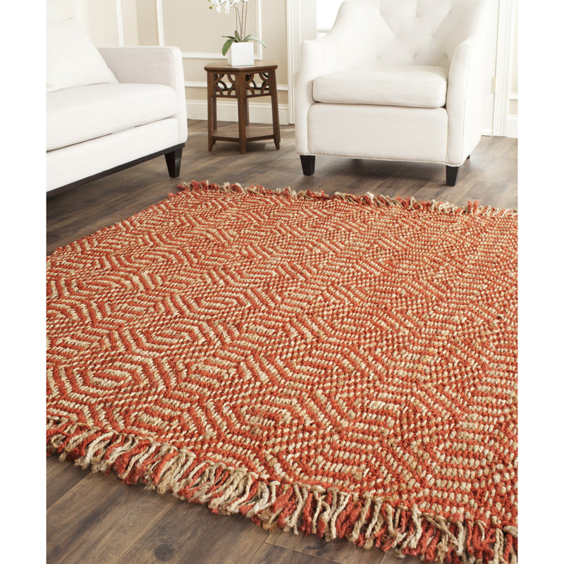 Tapis d'inspiration Sud-Ouest en jute naturel tissé à la main Debroh, Carré 9 pi
