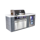 Mont Alpi Artwood 4-burner Black Stainless Steel Outdoor Kitchen Island With Compact Refrigerator
