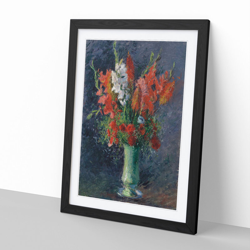 Vase of Flowers by Gustave Caillebotte - Picture Frame Painting, Black Framed, 65cm H x 48cm W x 2cm D