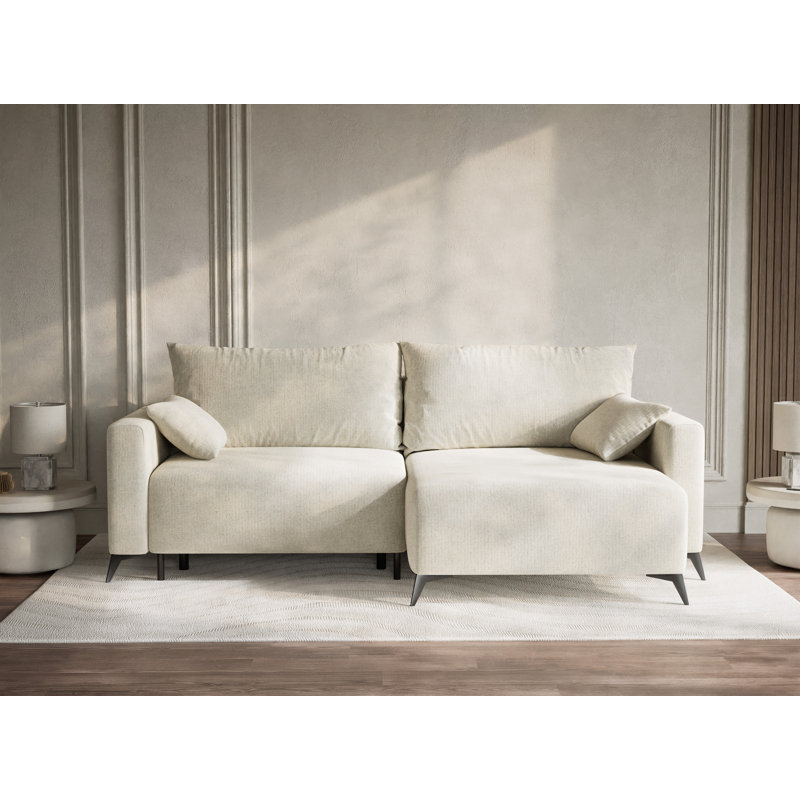 3 Seater Reclining Corner Sofa , Chenille - Light Cream, Right Hand Facing