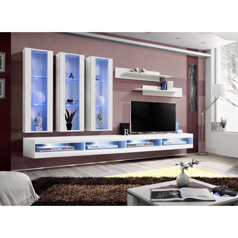 Flye3 Floating Entertainment Center for TVs up to 70", White
