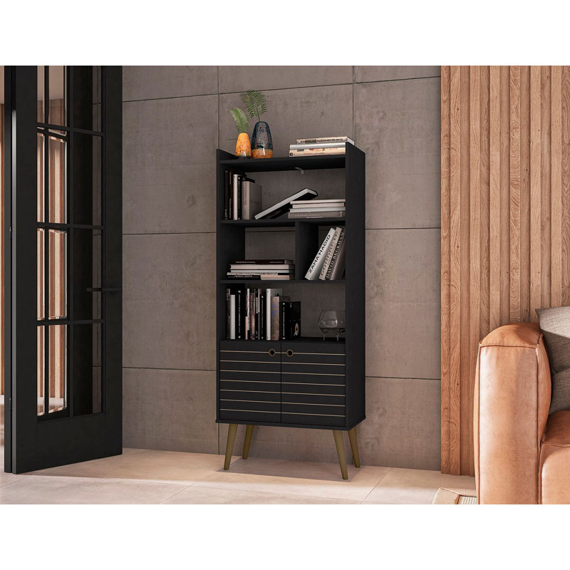 Helaina Geometric Storage Bookcase, Black