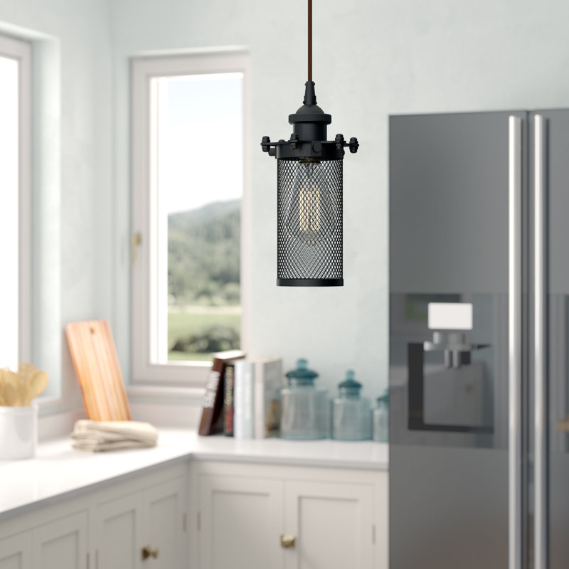 Luminaire suspendu cylindrique de style lanterne à 1 lumière Calixta, Ampoule incandescente rétro de 60 watts