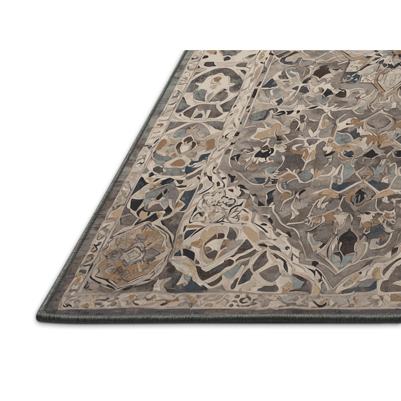 Tapis gris soyeux et moelleux, Rectangle 7 pi x 9 pi